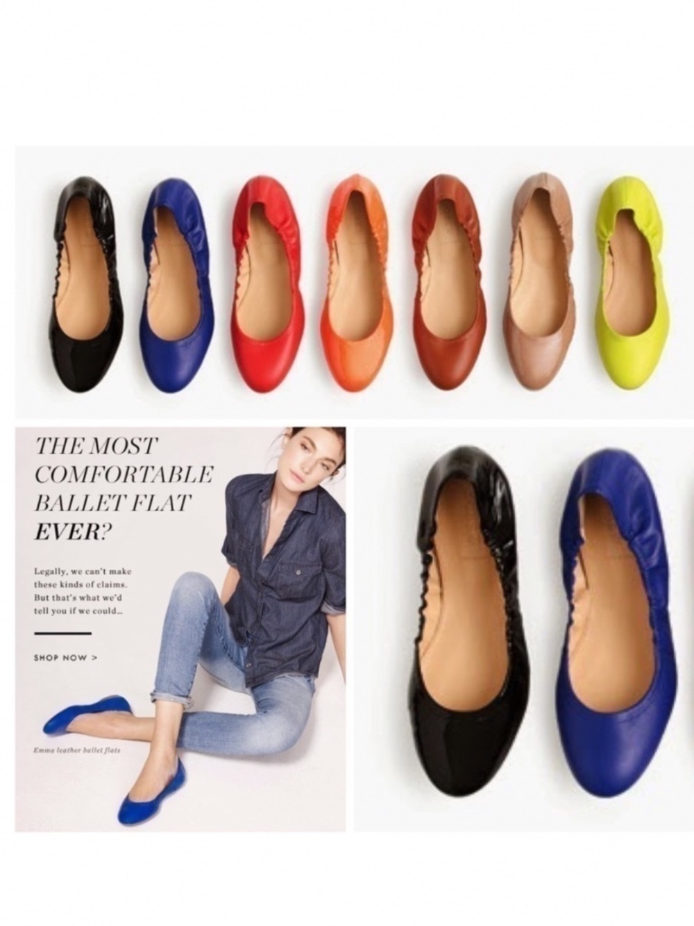J. CREW Emma Black Leather Ballet Flats Size 10 - Picture 6 of 6